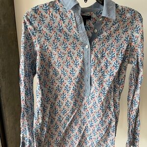 J. Crew Blue and Red Floral Button Down Shirt